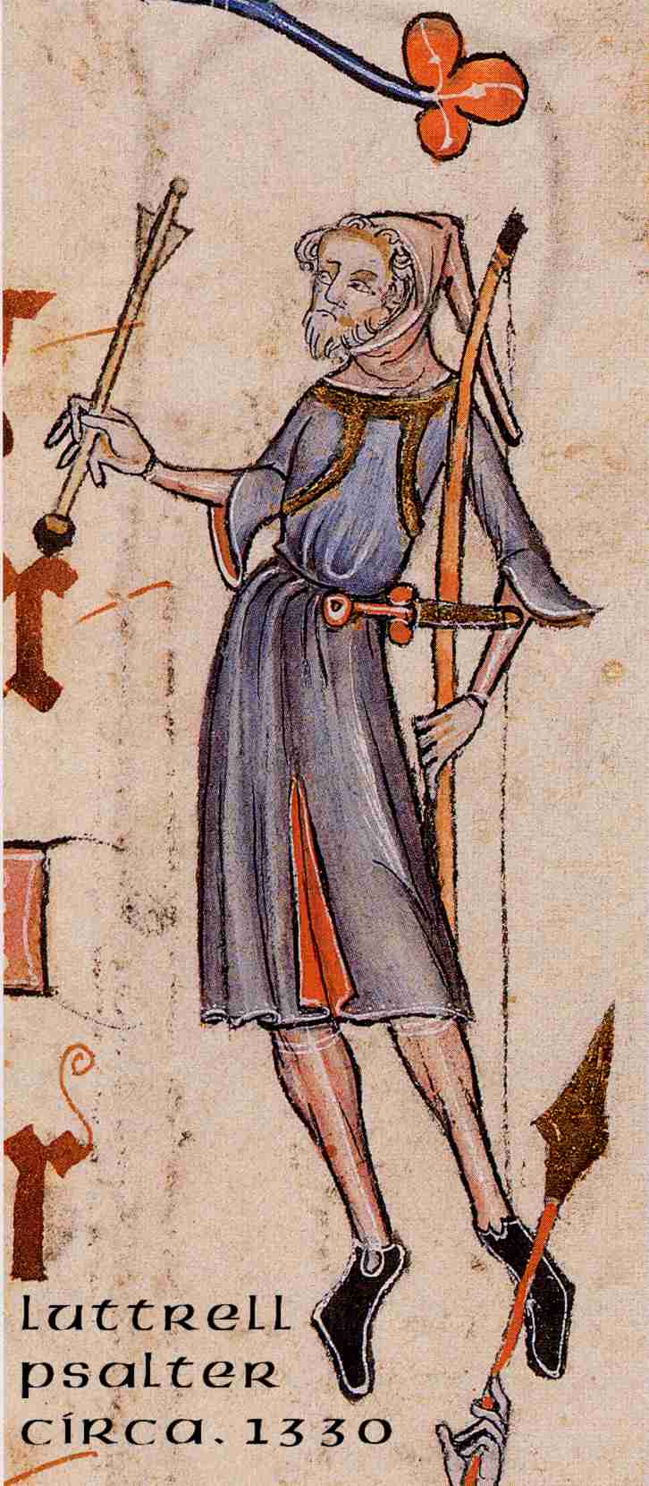 Archer from the Luttrell Psalter, around 1330.